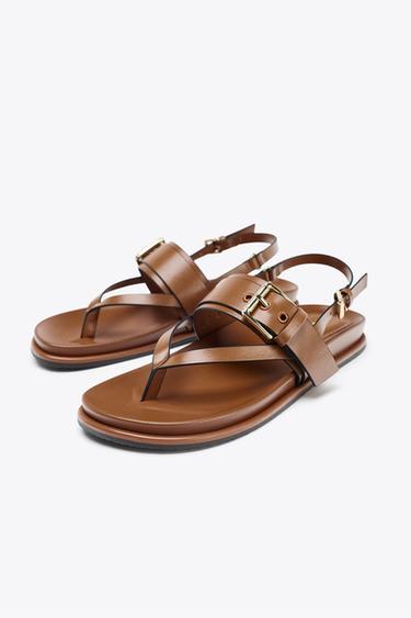 STRAPPY BUCKLE SANDALS - Brown by Zara - Image 2