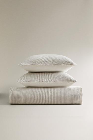 TEXTURED STRIPED DUVET COVER - Light beige by Zara - Image 0
