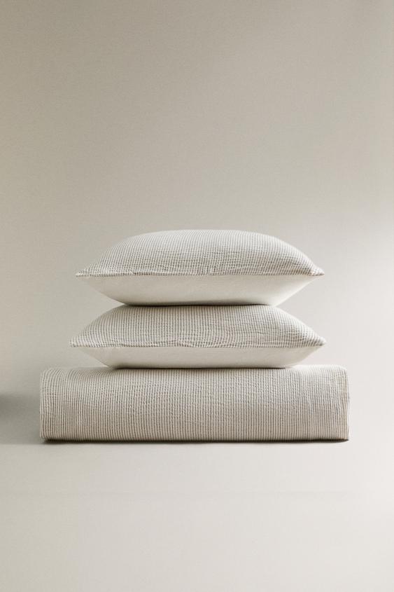 HOUSSE DE COUETTE RAYURES TEXTURE - Beige clair | ZARA Belgique / Belgium