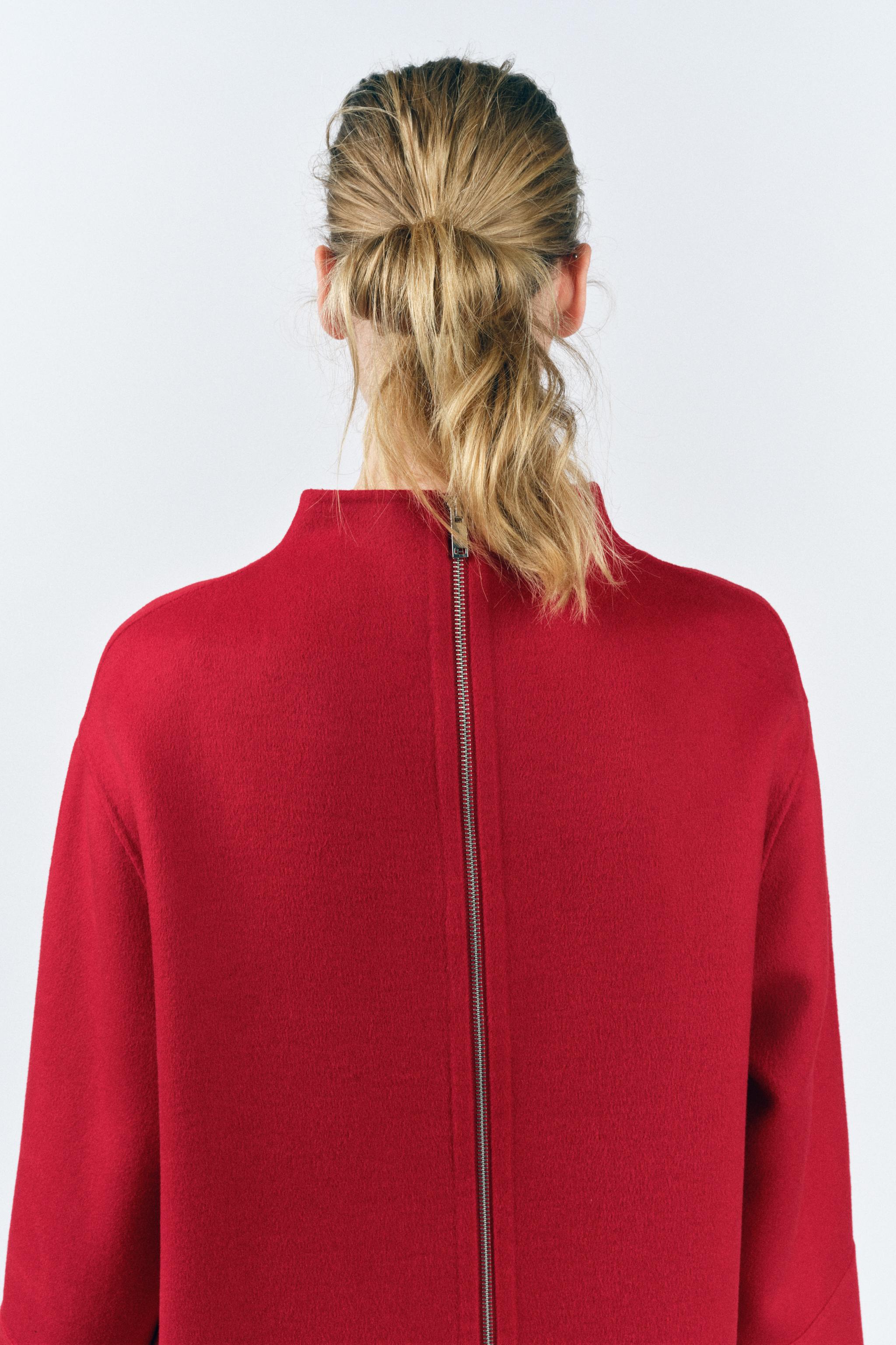 【ZARA】ZWコレクション ウールジャケットワンピース 8491/043 ZWコレクション ウールジャケットワンピース - レッド | ZARA