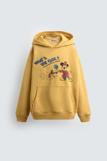 Zara AGES 7-14/ PLUTO + MICKEY MOUSE HARRY LAMBERT FOR ZARA X DISNEY HOODIE - Yellow
