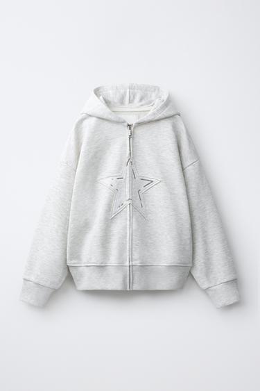 SUDADERA CAPUCHA ESTRELLA - Gris vigoré de Zara - Imagen 0