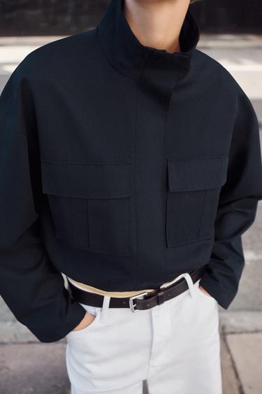 SHORT JACKET WITH HIGH NECK - Navy blue by Zara - Image 4