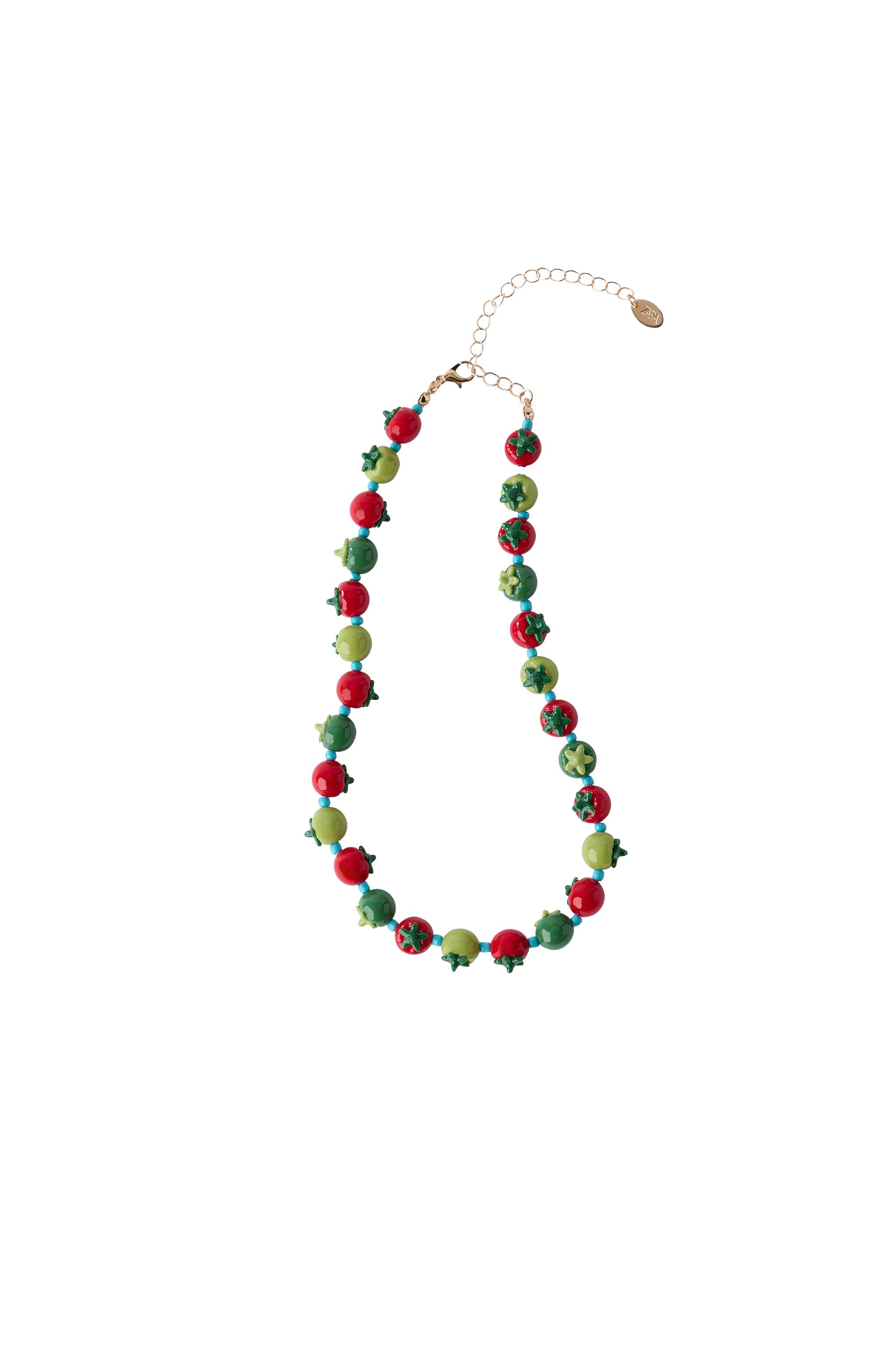 ZARA デコレーションアクセサリー トマトビーズネックレス - レッド | ZARA Japan / 日本