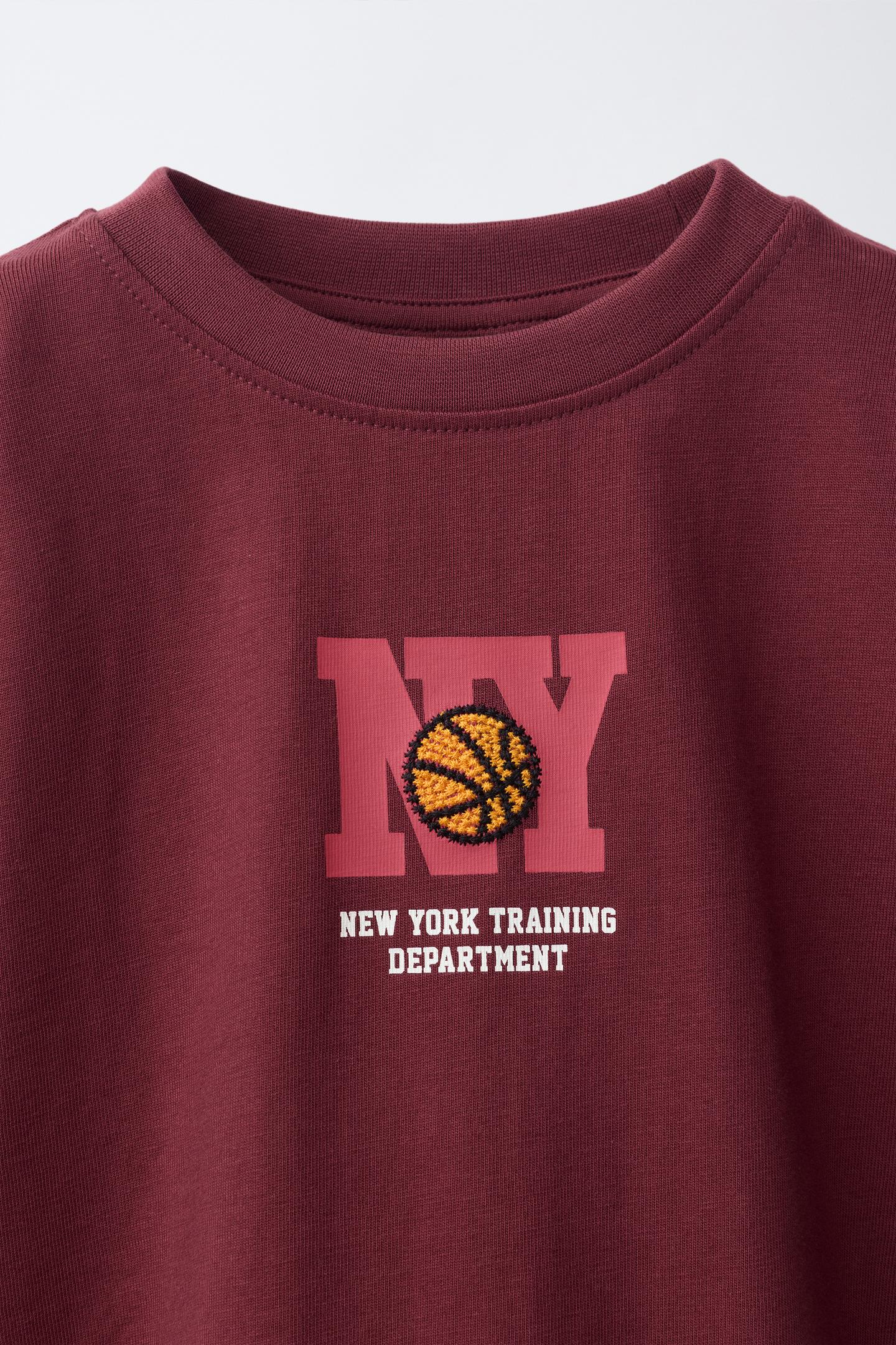 Детская футболка Zara Basketball Print, цвет: Бордовый — фото 4