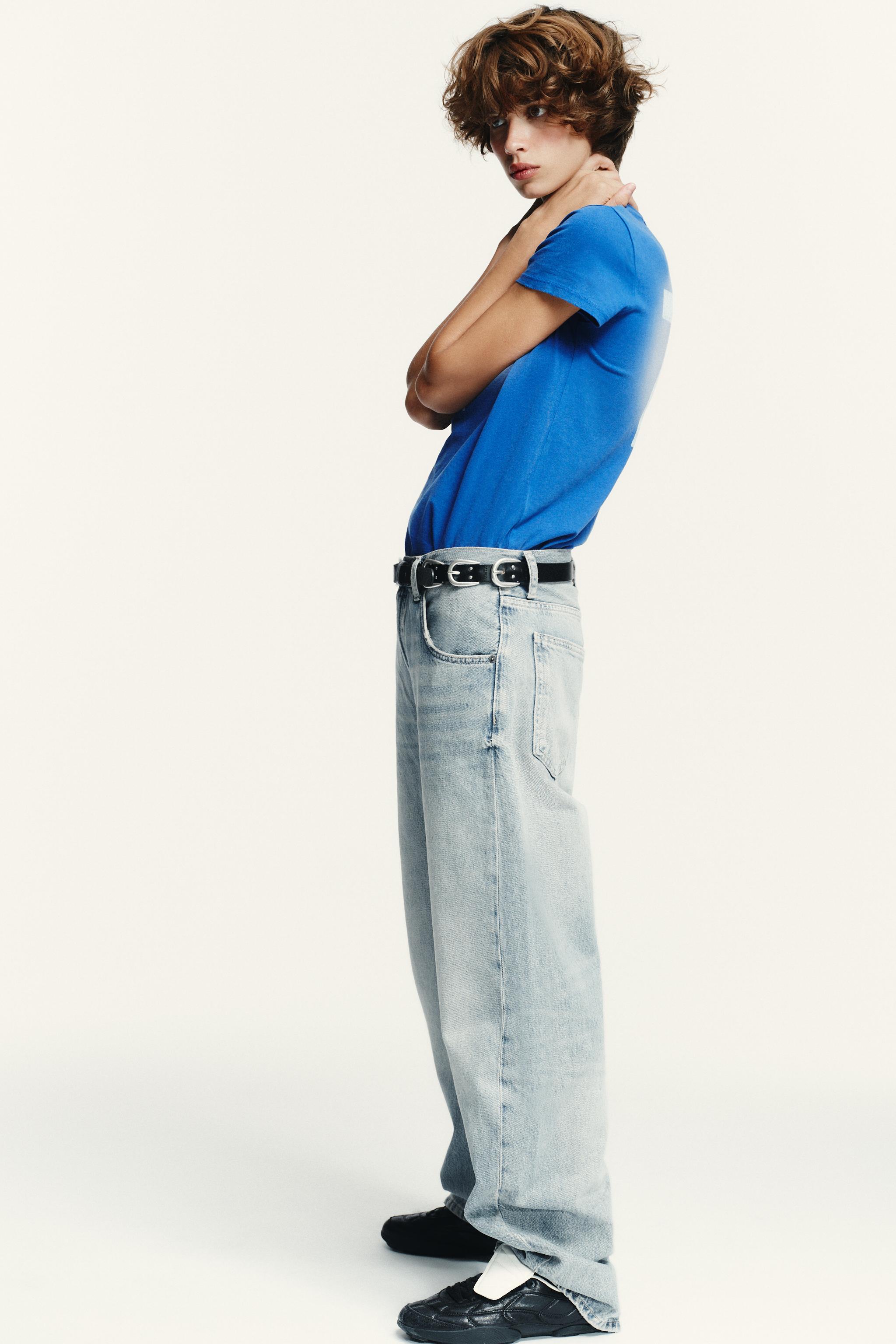 Zara TRF OVERSIZED SHIFTED SEAM MID-RISE JEANS | Square One