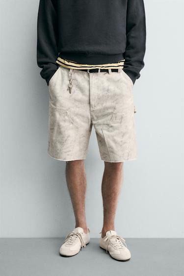 RELAXED FIT CARPENTER BERMUDA SHORTS - Printed by Zara