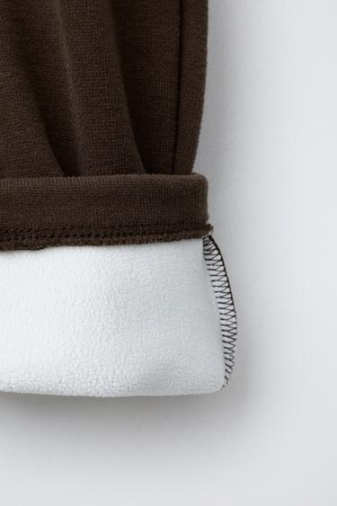 BAGGY TROUSERS WITH FLEECE LINING AND LOGO - Brown by Zara - Image 4
