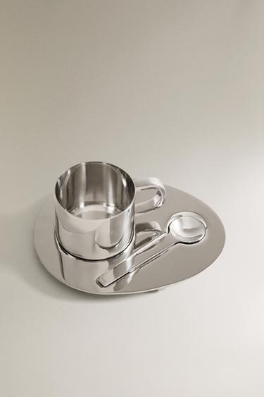 STEEL MUG, SPOON AND TRAY SET - Steel by Zara - Image 1