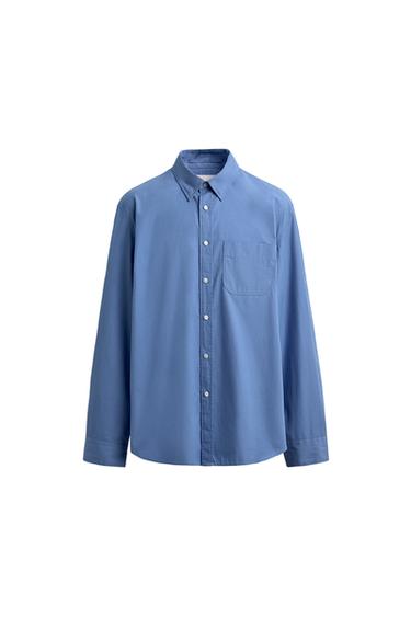 CAMISA REGULAR FIT BOLSILLO ORIGINS - Azul medio de Zara