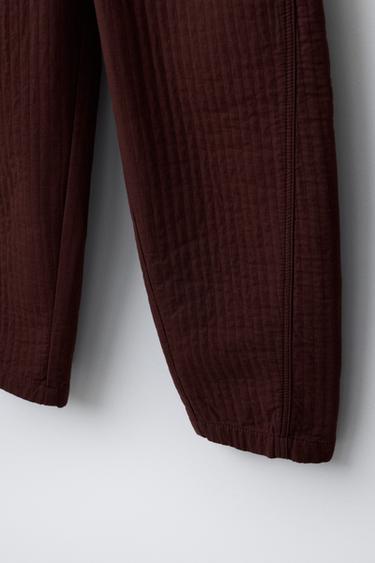 TEXTURED BARREL TROUSERS - Wine by Zara - Image 3