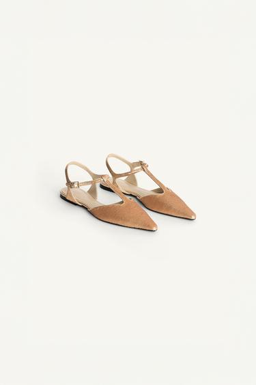 Zara LIMITED EDITION SEQUIN FLATS - Gold
