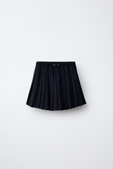 STRIPED PLEATED SKIRT - Navy blue by Zara - Image 0