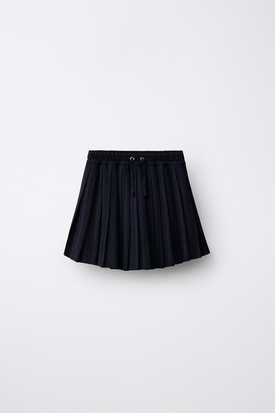 STRIPED PLEATED SKIRT - Navy blue by Zara - Image 0