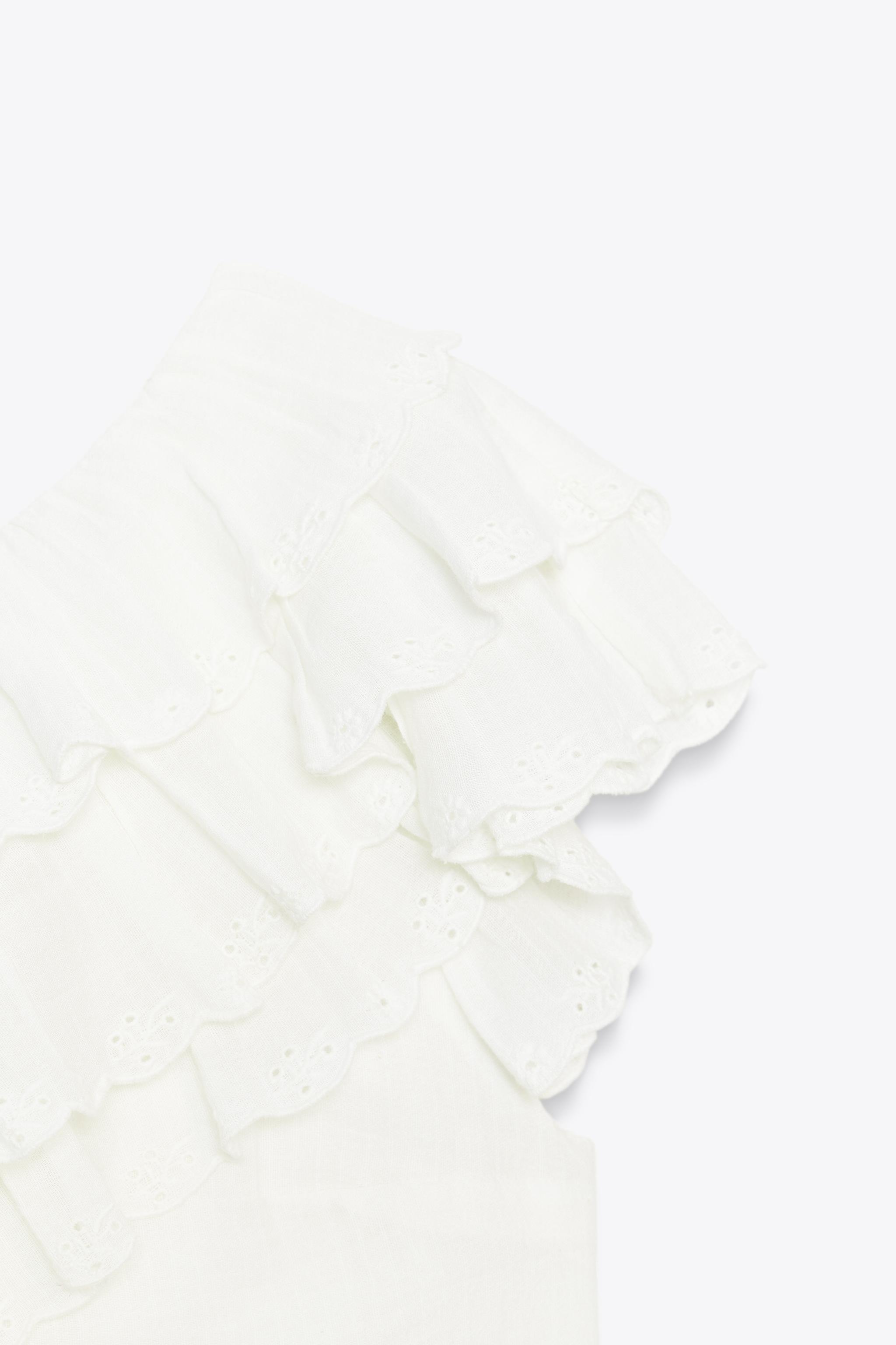 ASYMMETRIC RUFFLED GAUZE TOP - White | ZARA United States