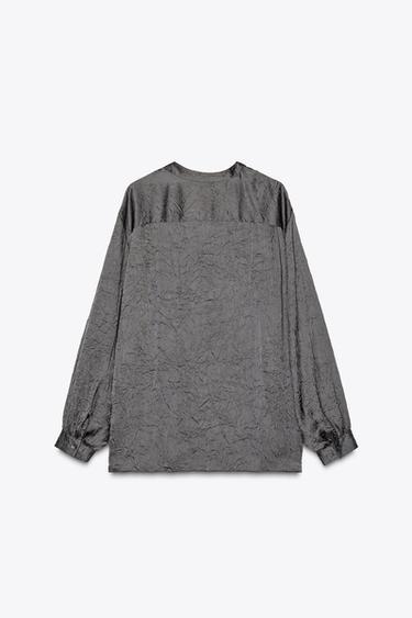 CHEMISE EFFET PLISSÉ ZW COLLECTION - Gris / Naturel de Zara - Image 5