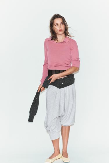 PLAIN KNIT POLO SHIRT - Pale pink by Zara