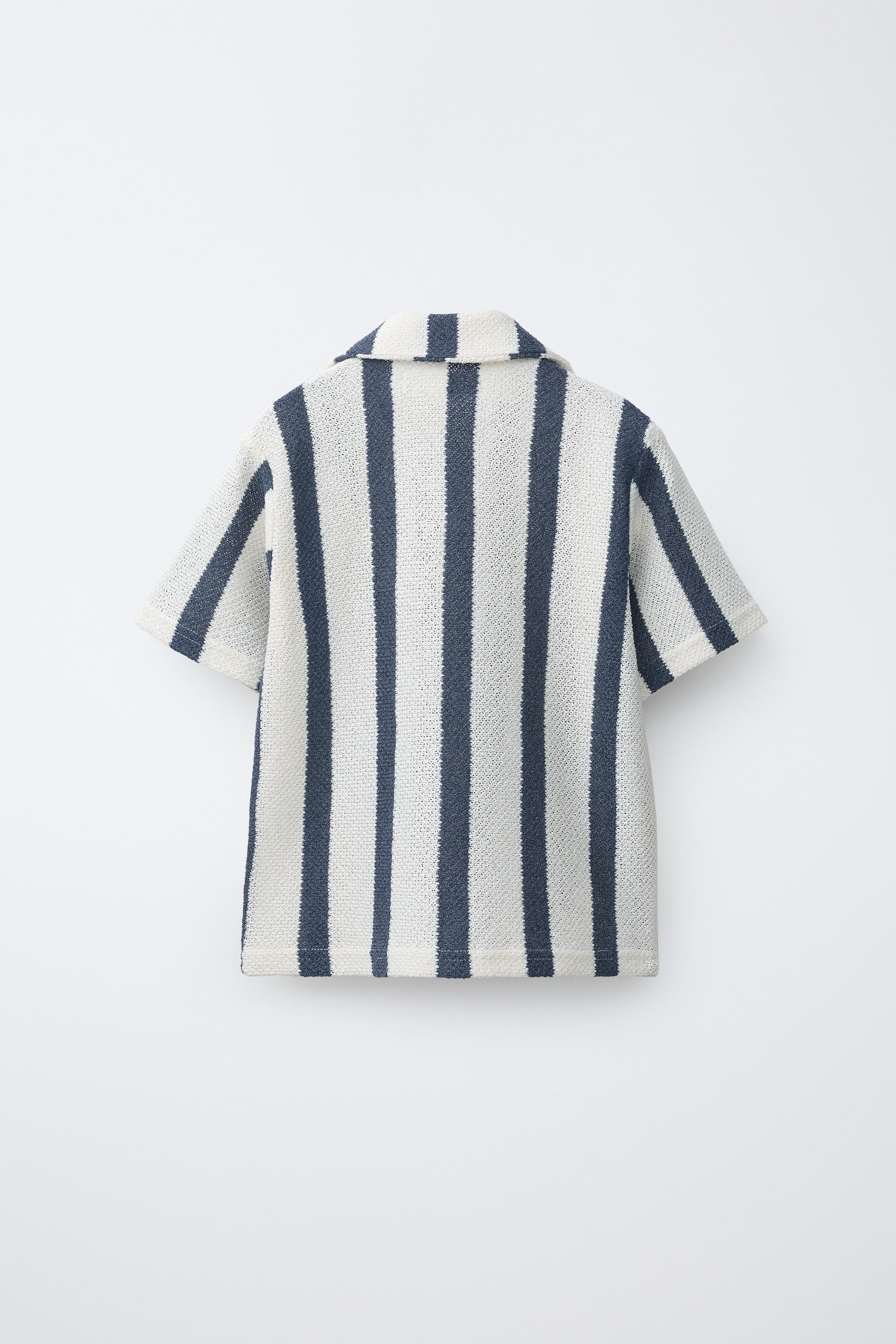 ストライプニットシャツ - ブルー | ZARA Japan / 日本