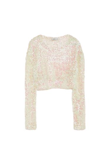 CROPPED TOP WITH SEQUINS