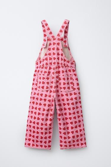 SALOPETTE LONGUE EN SERGÉ CŒURS - Rose de Zara - Image 1