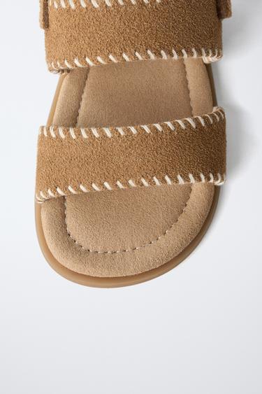 LEATHER BAREFOOT SANDALS - Brown by Zara - Image 3