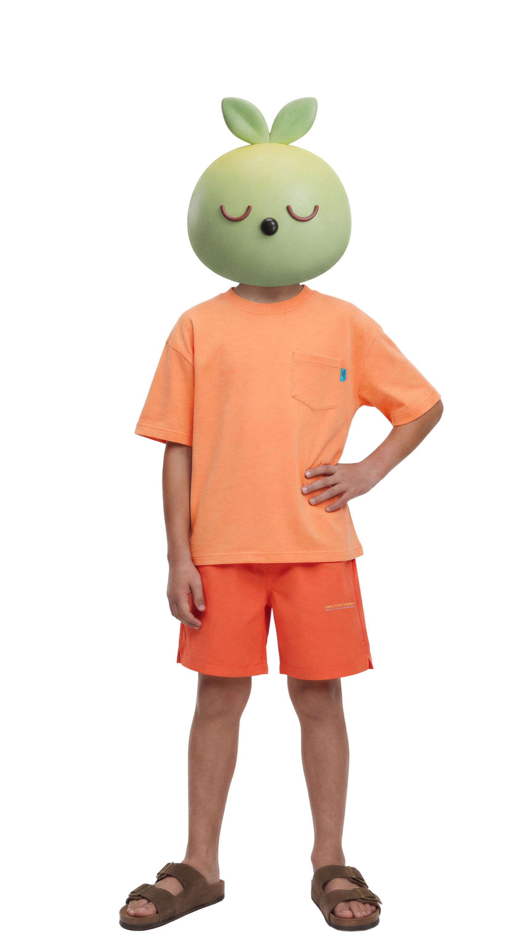 TECHNICAL T-SHIRT AND BERMUDA SET — Bright orange
