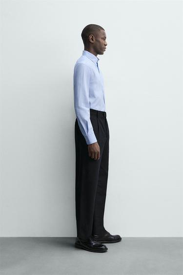 REGULAR FIT STRIPED SHIRT - White / Sky blue by Zara - Image 3