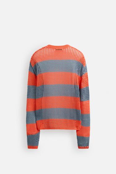 OPEN KNIT TEXTURED SWEATER - Orange by Zara - Image 7