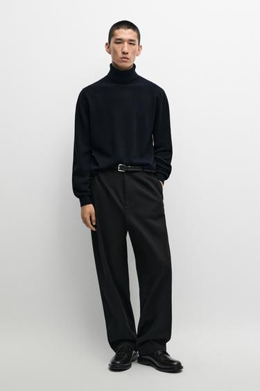 100% wool knit turtleneck sweater — Navy blue 1