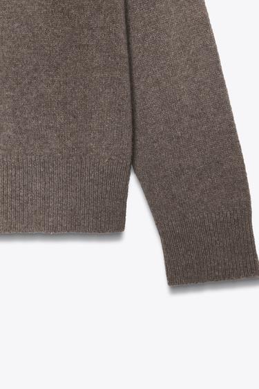 PULL CACHEMIRE ET LAINE MANCHES LONGUES - Marron / Taupe de Zara - Image 6