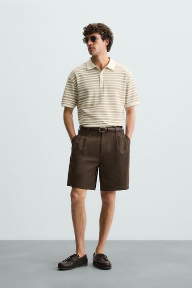 POLO JACQUARD LISTRADO - castanho da Zara - Imagem 0