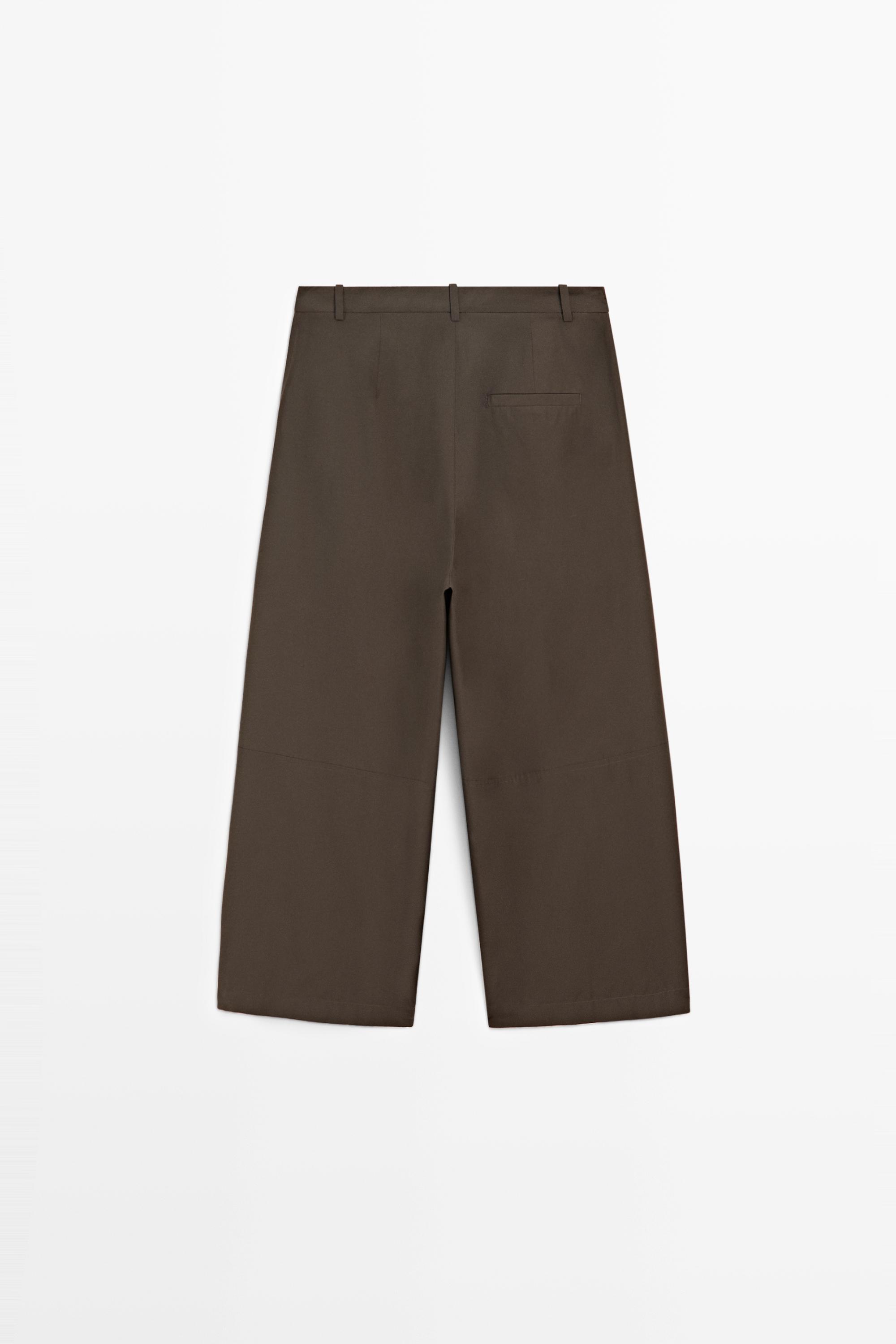 Pantalon large coton popeline mélangé
