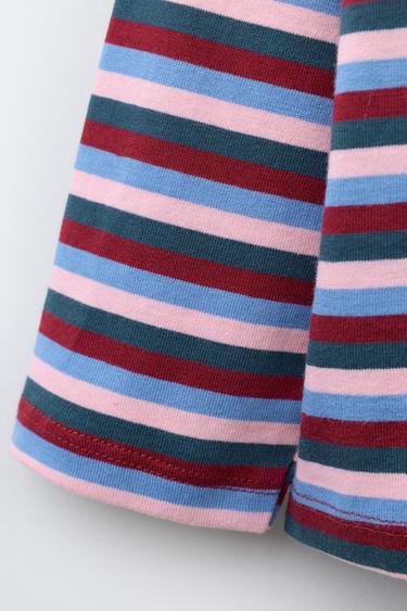 WOVEN STRIPE EMBROIDERED T-SHIRT - Multicoloured by Zara - Image 3
