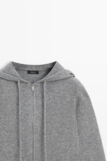 Wool blend hooded knit cardigan — Mid-gray 2