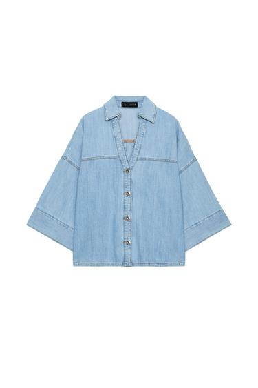 Z1975 WIDE SLEEVE DENIM SHIRT - Mid-blue by Zara