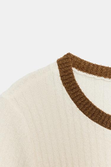 TOP RUSTIQUE À RAYURES - Écru de Zara - Image 7