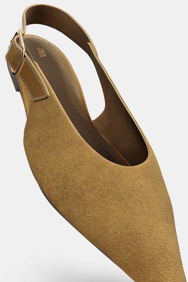 CHAUSSURES OUVERTES À L'ARRIÈRE EN CUIR COMBINÉ - Vert kaki de Zara - Image 5