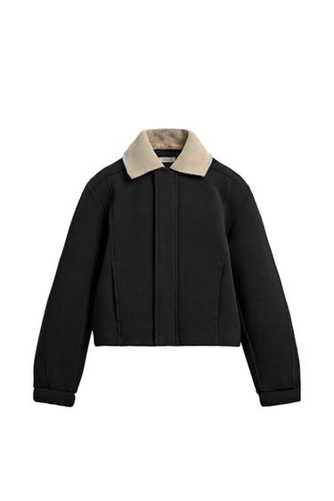 CONTRAST COLLAR TECHNICAL JACKET - Black by Zara