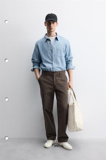 CALÇAS CHINO STRAIGHT FIT - Castanho da Zara