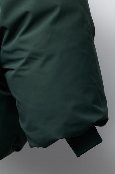 WATER-REPELLENT QUILTED COAT WITH HOODIE - Green by Zara - Image 7