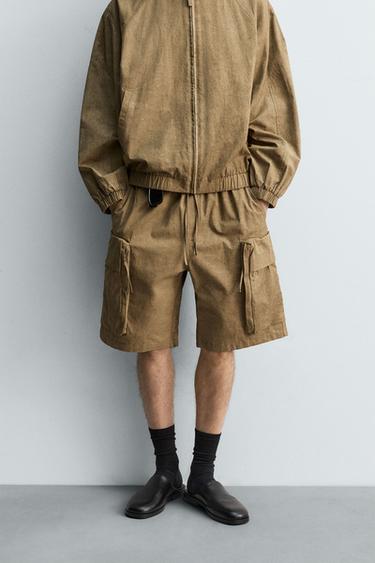 BERMUDA CARGO OVERDYED - Bege da Zara