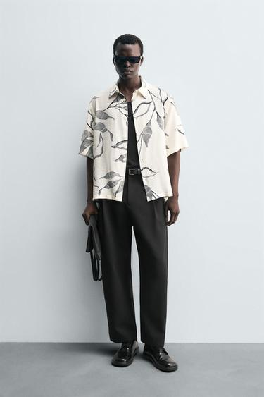 Zara FLORAL PRINT SHIRT - Sand