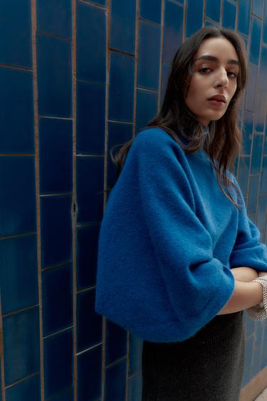 KNIT JUMPER WITH WIDE SLEEVES - Bluish by Zara