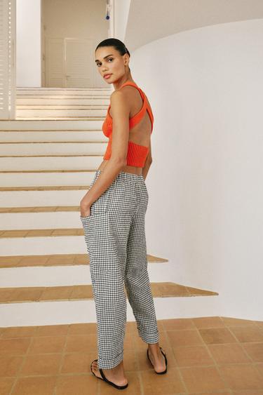 CHECK TROUSERS WITH ELASTIC WAIST - Black / White by Zara - Image 5