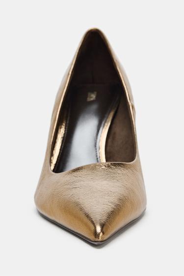 CHAUSSURES À TALONS EFFET MÉTALLISÉ - Or de Zara - Image 3