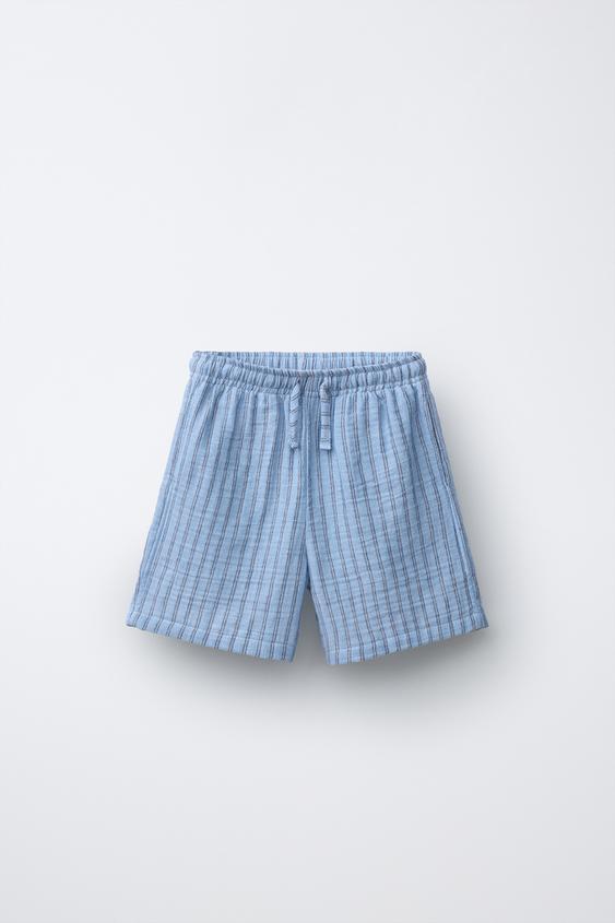 BERMUDA TEXTURA RAYAS - Azul de Zara - Imagen 0