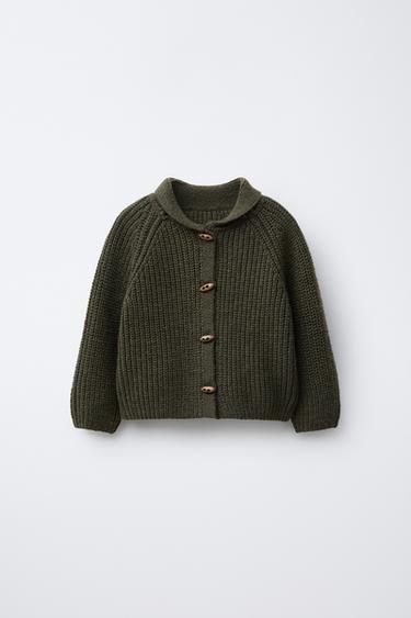 CHUNKY KNIT CARDIGAN - Khaki by Zara
