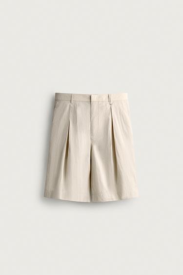 BERMUDA WIDE FIT PLIEGUES - Beige de Zara
