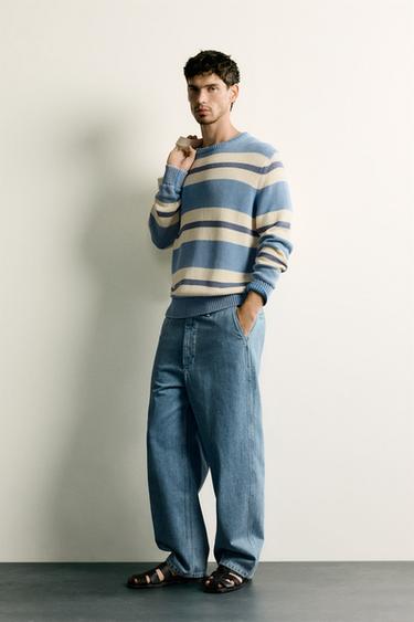 Zara 直筒牛仔休閒長褲 - 淡藍色
