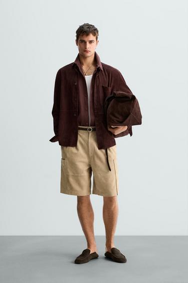 SUEDE LEATHER OVERSHIRT - LIMITED EDITION - Brown by Zara - Image 0